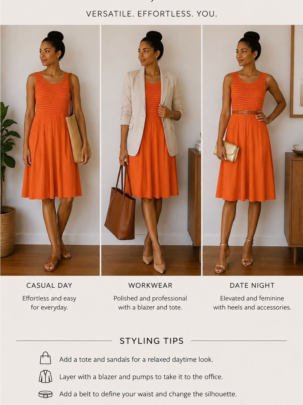 Spense Orange Sleeveless Eyelet Midi Dress